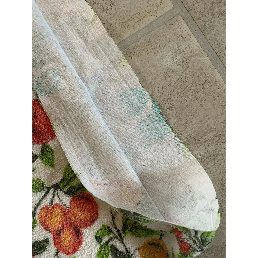 Vintage Farmhouse TableCloth Fruit Cherries Pears Apples 60s Large 50